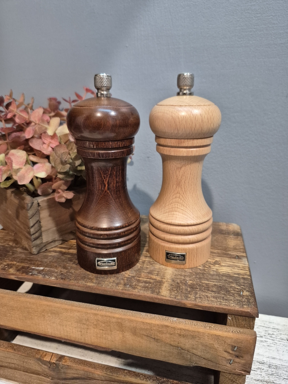 Trudeau Professional 6-Inch Wooden Salt and Pepper Grinder Set